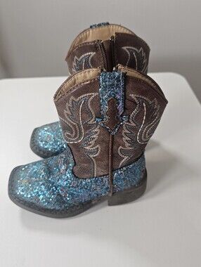 Roper Girls Square Toe Glitter Boots Size 6